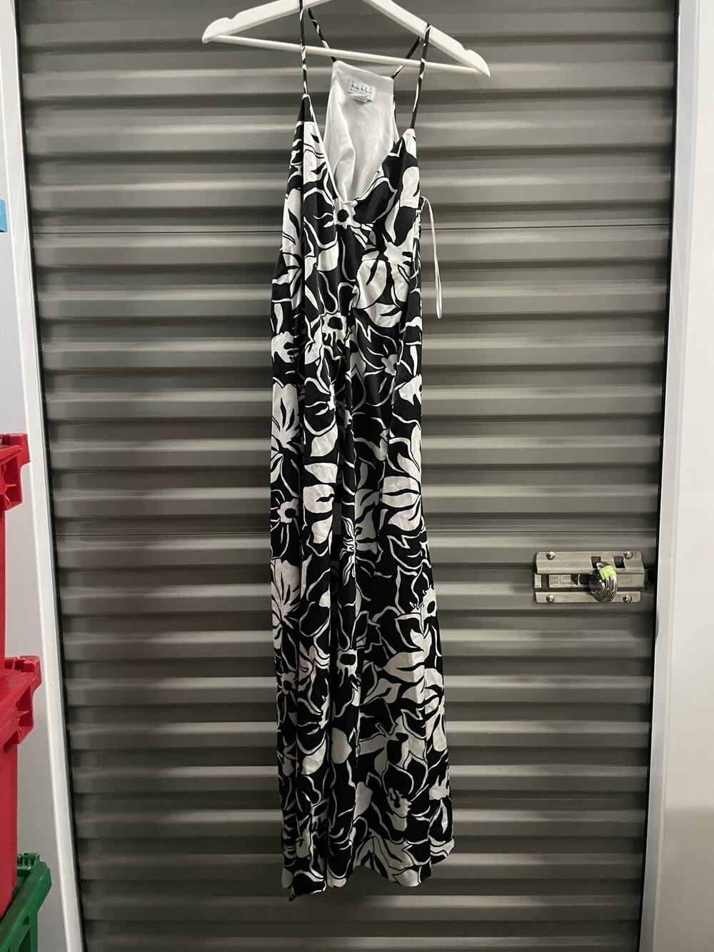 Nicole miller Floral Print Maxi Dress Black White Size Small